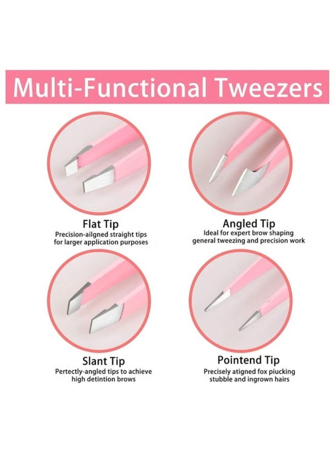 Eyebrows Tweezers Set, 4 Pcs Hair Remover Stainless Steel Precision Remover Kit for Facial Hair, Inward Growing Hair and Splinter - Image 2